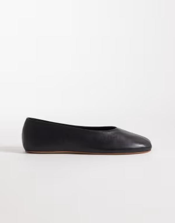 マンゴ レディース シューズ パンプス レザー Mango 100 leather ballet pumps Black ブラック