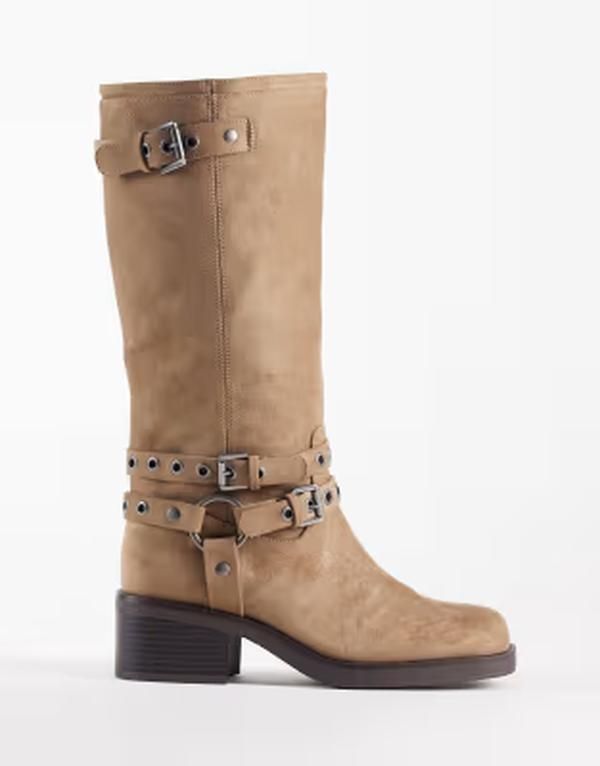 エイソス レディース シューズ ブーツ・レインブーツ ASOS DESIGN Cassandra grommet biker boots in sand サンド