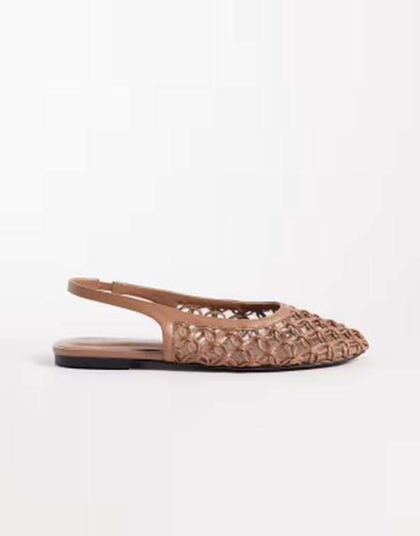 エイソス レディース シューズ パンプス ASOS DESIGN Wide Fit Lure woven detailing slingback ballet flats in taupe トープ