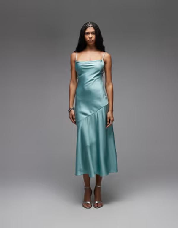 アンドアザーストーリーズ レディース トップス ワンピース マキシ Other Stories maxi cami slip dress with low back in turquoise Blue ブルー