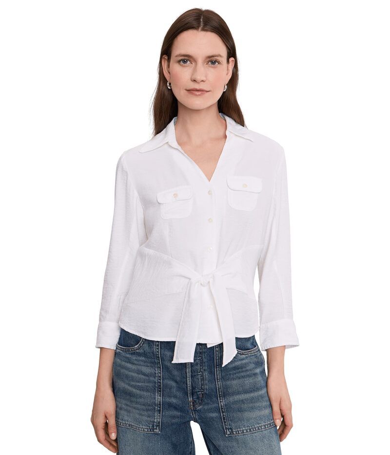 ニックプラスゾーイ レディース トップス シャツ NICZOE Iconic Tie Front Shirt Paper White ホワイト