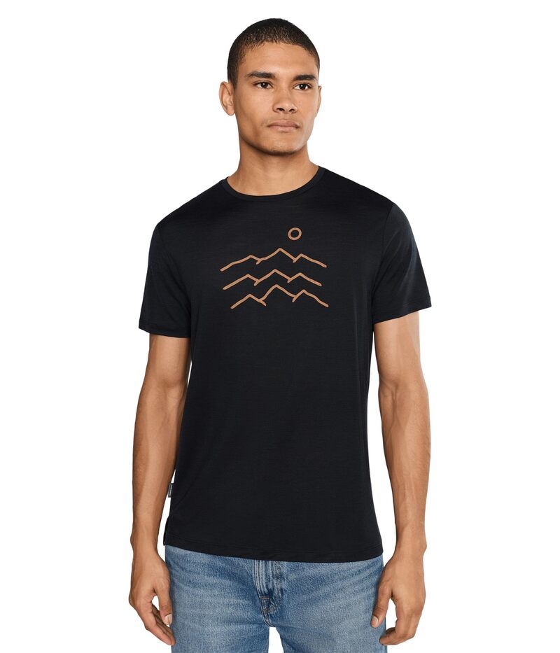 アイスブレーカー メンズ トップス シャツ Icebreaker Merino Blend 125 CoolLite Sphere Short Sleeve Tee Across the Peaks Black ブラック