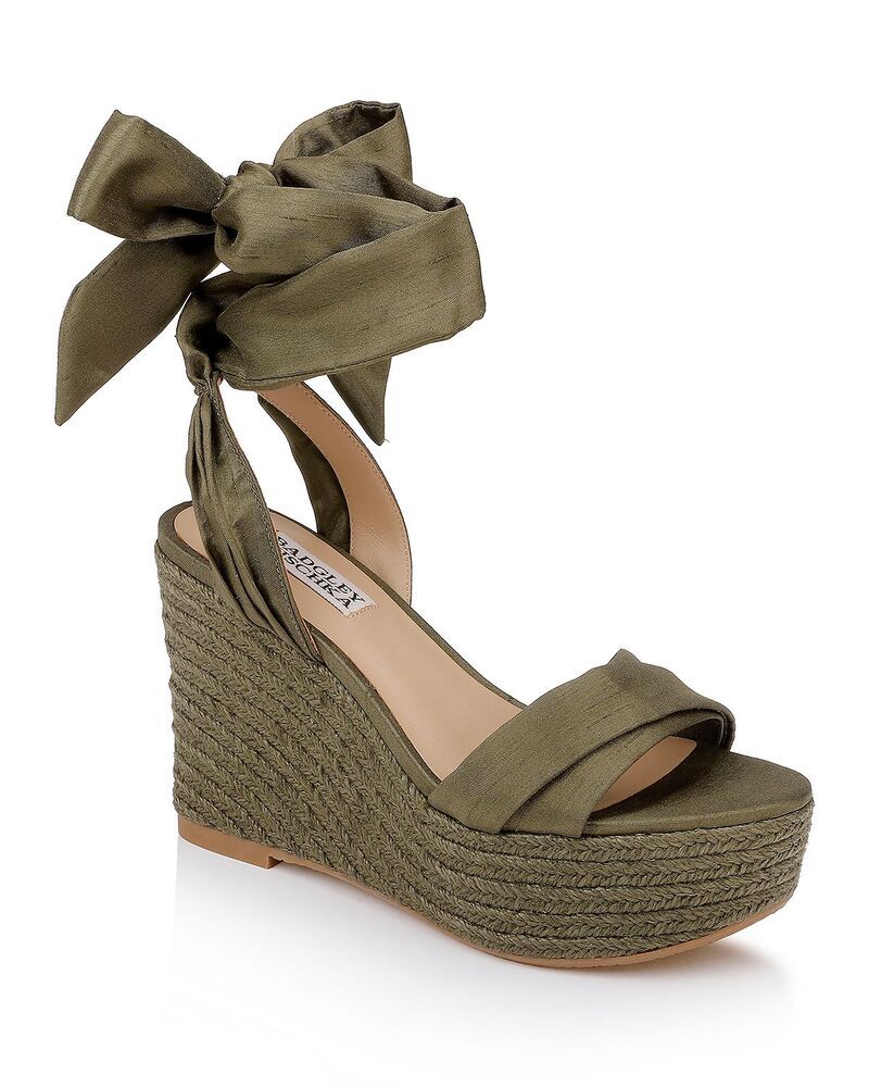 バッジェリーミシュカ レディース シューズ サンダル Badgley Mischka Womens Ximora Espadrille Sandals Olive Silk オリーブ