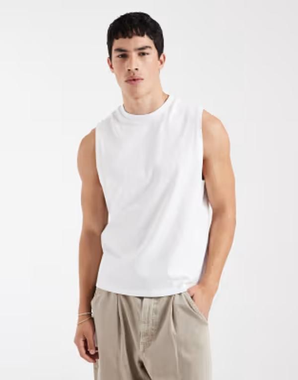 エイソス メンズ トップス ベスト ASOS DESIGN heavyweight boxy tank WHITE ホワイト