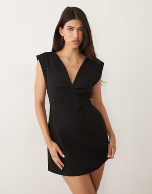 エイソス レディース トップス ワンピース ミニ ASOS DESIGN structured panel mini dress Black ブラック