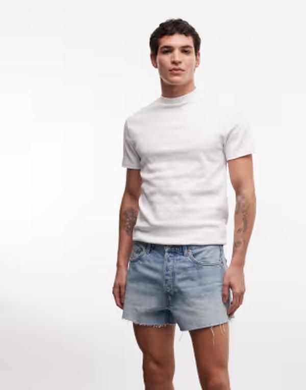 ウィークデイ メンズ ボトムス ハーフパンツ・ショーツ ショートパンツ デニム Weekday supershort denim shorts wash Kimberley blue ブルー