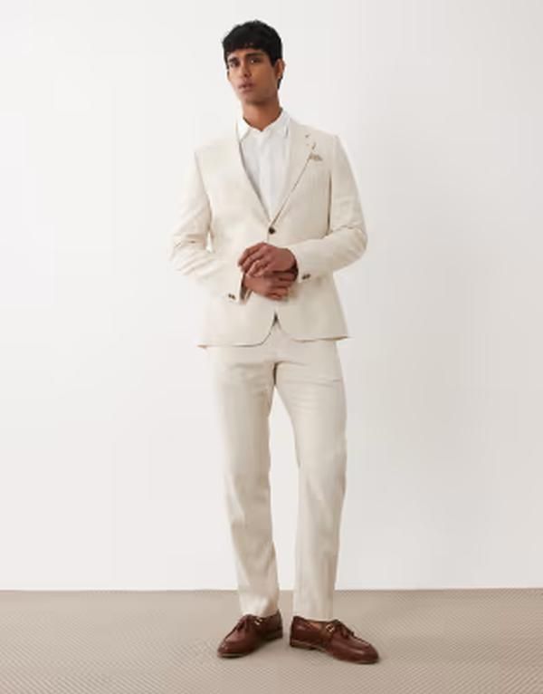 リバーアイランド メンズ アウター ジャケット・ブルゾン リネン River Island linen look suit jacket in light stone LIGHT ストーン