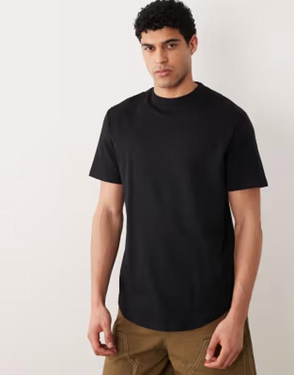 リバーアイランド メンズ トップス Tシャツ レギュラーフィット River Island regular fit curved hem tshirt Black ブラック 8,736円