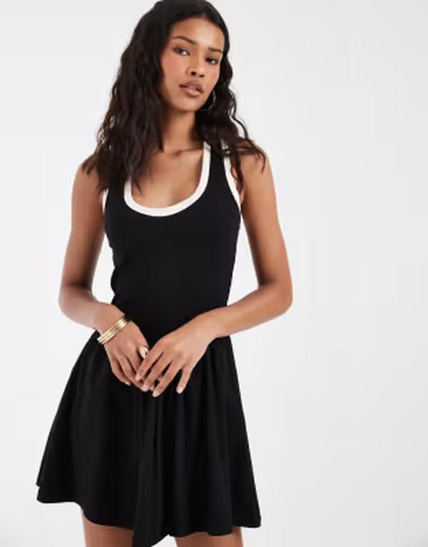 エイソス レディース トップス ワンピース モノクロ ミニ コントラスト ASOS DESIGN contrastrimini dress in monochrome