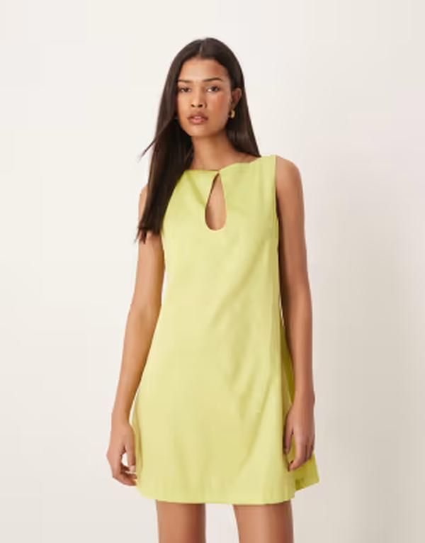 エイソス レディース トップス ワンピース ミニ ASOS DESIGN slash neckeyhole mini sundress in lime Green ライム