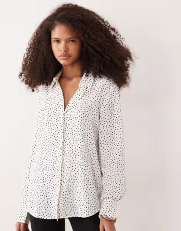マンゴ レディース トップス シャツ ドット柄 ドット Mango classic shirt and black polka dot Multi マルチカラー