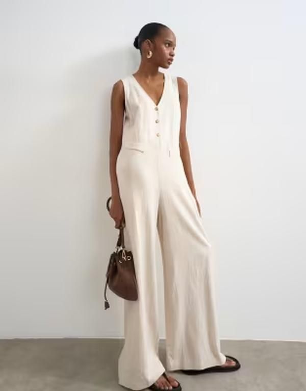 トップショップ レディース トップス ジャンプスーツ リネン Topshop tailored linen blend jumpsuit ineutral neutral
