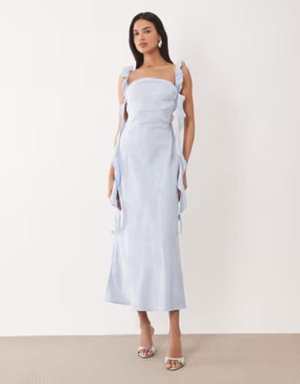 レア レディース トップス ワンピース レーストリム フラワー柄 ドレープ ギャザー サテン レース フラワー Rare London ruchedrape detailace trim floral jacquard satin dress in light