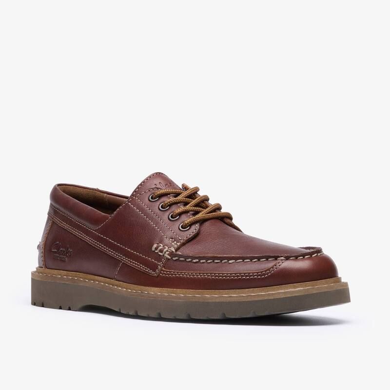 クラークス レディース シューズ Clarks Weltridge Mens Moc Toe Casual Shoes Dark Tan Leather タン