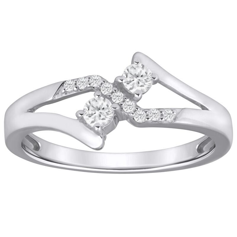 Alyson Layne レディース アクセサリー リング Alyson Layne 10k Gold 14 CaratW Lab Grown Diamond Crossed Ring 10k White Gold ホワイト