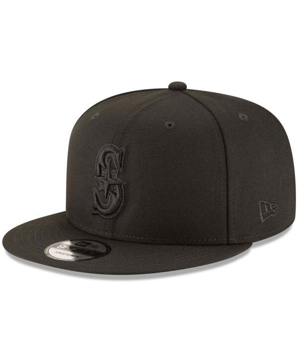 ニューエラ メンズ アクセサリー 帽子 New Era Mens Black Seattle Mariners Black on Black 9FIFTY Team Snapback Adjustable Hat Black ブラック