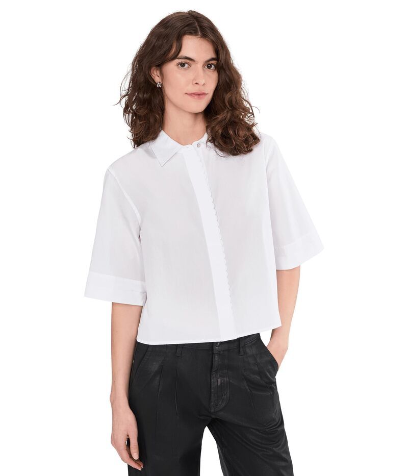 ヴィンス レディース トップス シャツ Vince Scallop Detail Short Sleeve Shirt Optic White ホワイト