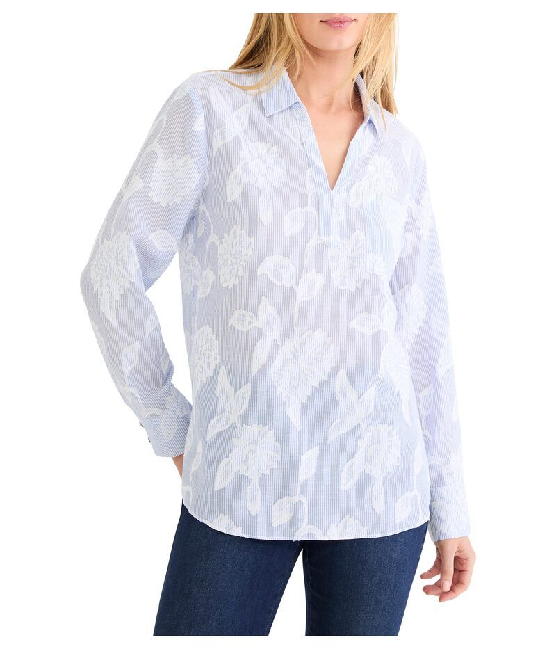 ニックプラスゾーイ レディース トップス シャツ プチ NICZOE Petite Sky Striped Jacquard Top Blue Multi ブルー