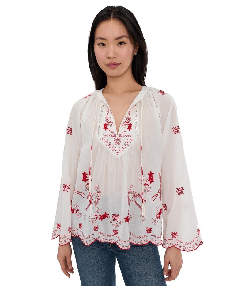 ジョニーワズ レディース トップス シャツ ブラウス Johnny Was Laney Scallop Blouse Off White オフホワイト