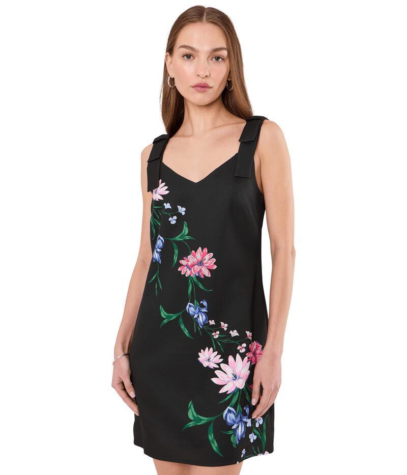 セセ レディース トップス ワンピース プリント ミディ レース CeCe Bow Straplacement Print Midi Dress Rich Black ブラック
