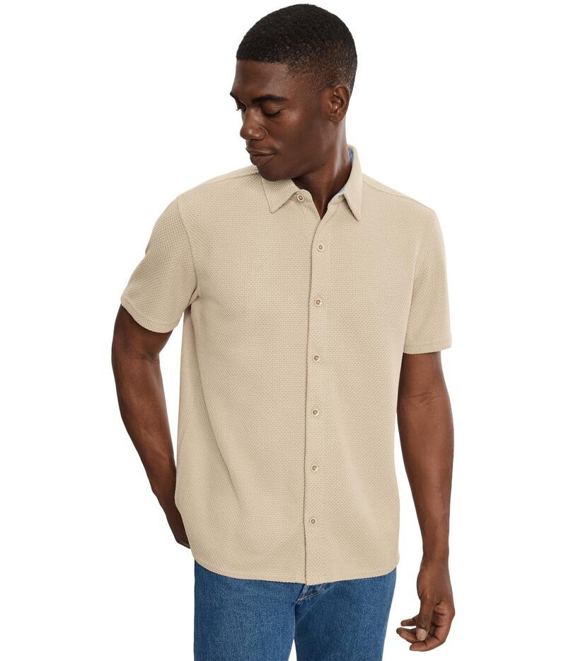 ジョンストンアンドマーフィー メンズ トップス シャツ 半袖 ニット Johnston Murphy Linden Shortsleeve Knit Shirt Oatmeal オートミール 18,186円