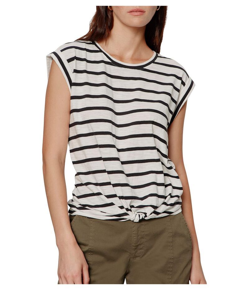 サンクチュアリー レディース トップス シャツ Sanctuary Knotted Muscle Tee ChalkBlack Stripe チョーク