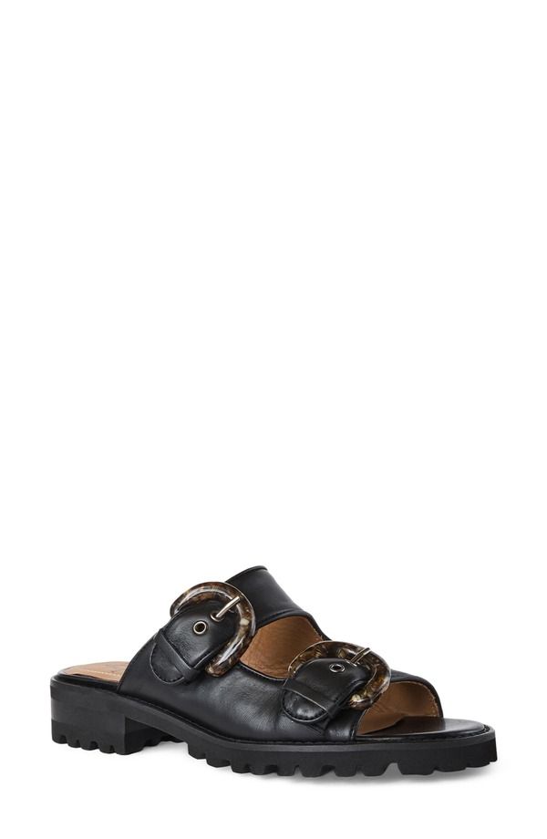 アクアタリア レディース シューズ ヒール サンダル Aquatalia Montirone Sandal Black Leather ブラック