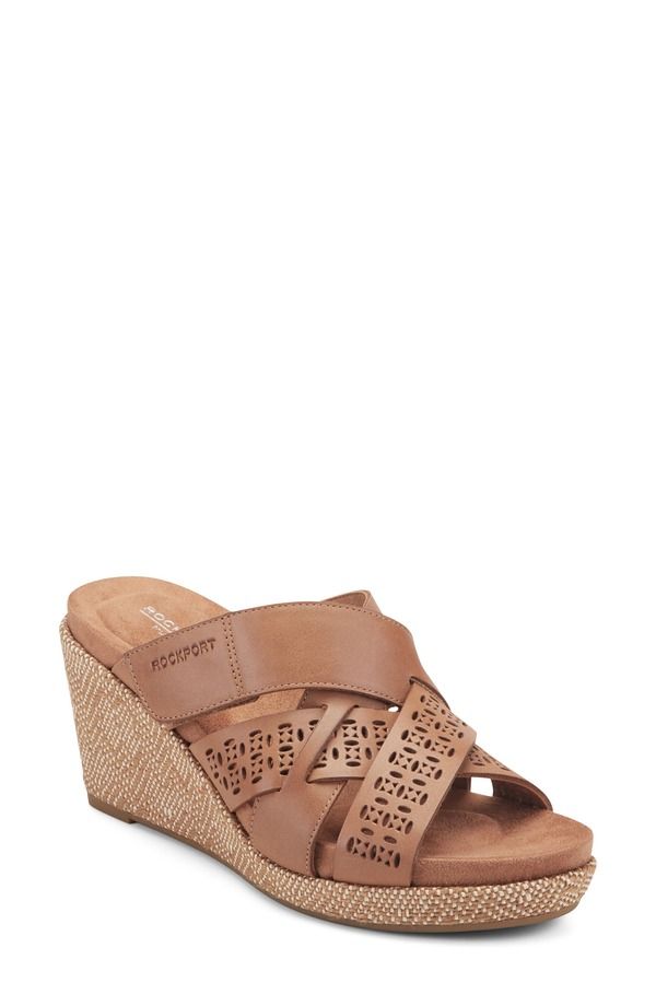 ロックポート レディース シューズ ヒール プラットフォーム サンダル Rockport Britta Platform Wedge Slide Sandal Dark Natural