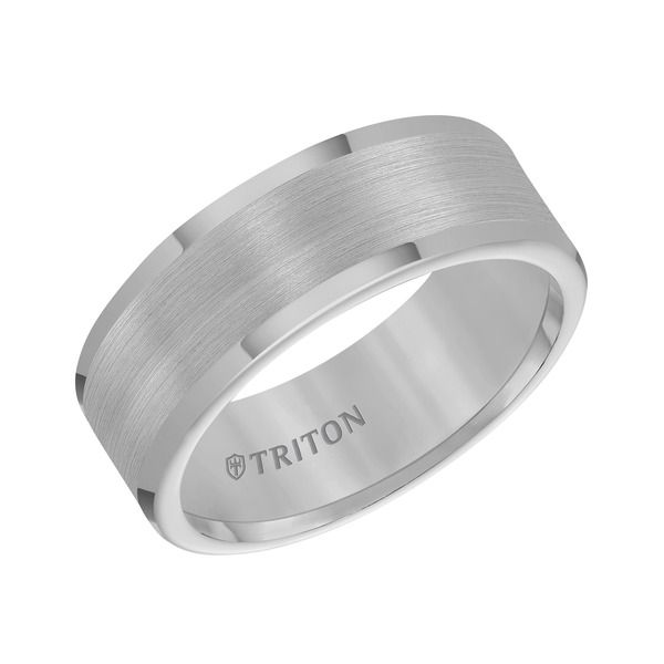 トリトン レディース アクセサリー 指輪 サテン Triton 8MM Tungsten Carbide Ring with Satin Finish Flat Center and Round Edge Metallic Silver シルバー