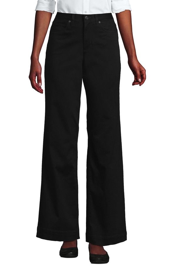 ランズエンド レディース ボトムス レギンス ワイドレッグ パンツ Lands End High Rise 5 Pocket Wide Leg Chino Pants Black ブラック