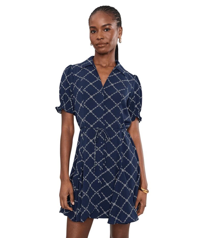 セセ レディース トップス ワンピース シャーリング Cece Smocked Cuff Puff Sleeve Dress Classic Navy ネイビー