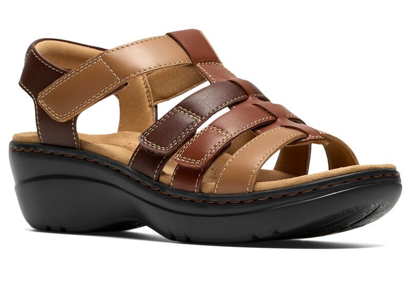 クラークス レディース シューズ ヒール Clarks Merliah 2 Ruby Tan Combi Leath タン
