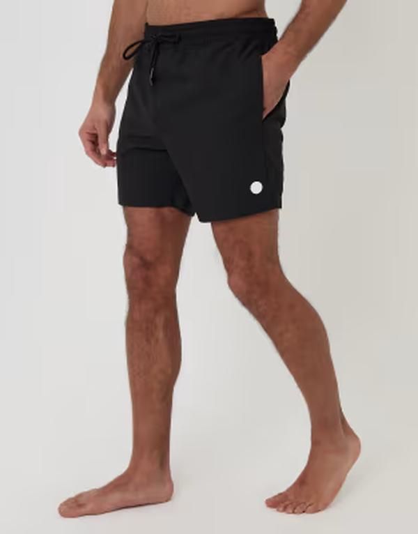 スリードベア メンズ 水着 ハーフパンツ・ショーツ ドローコードウエスト ショートパンツ Threadbare drawstring waist seersucker swim shorts Black ブラック