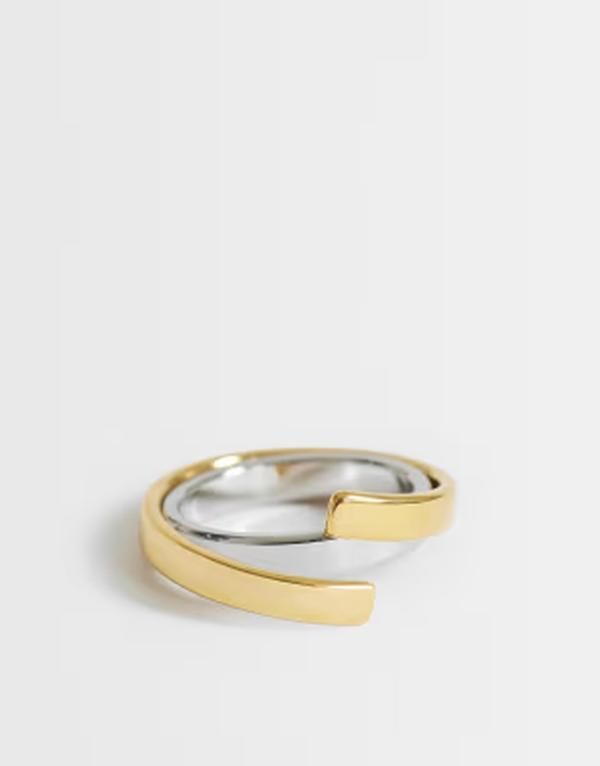 トップショップ レディース アクセサリー リング Topshop Ruth waterproof overlapping ring in stainless GOLD ゴールド