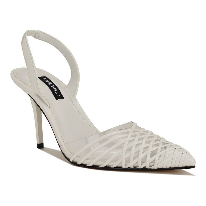 ナインウェスト レディース シューズ パンプス Nine West Pemma Womens Pointed Toe Slingback Pumps White ホワイト