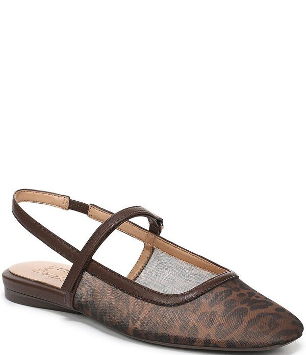 ナチュライザー レディース シューズ パンプス メッシュ Naturalizer Connie Leopard Mesh Slingback Mary Jane Square Toe Ballet Flat Mules Leopard アニマル