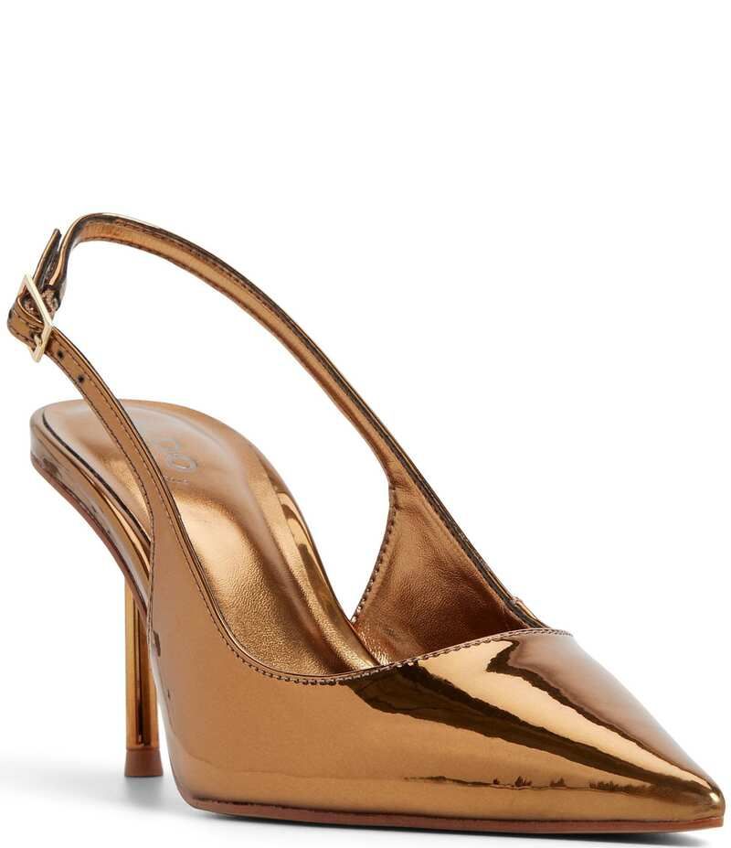 アルド レディース シューズ ヒール トール ALDO Seralina Mirror Metallic Slingback Pointed Toe Dress Pumps Bronze メタリック
