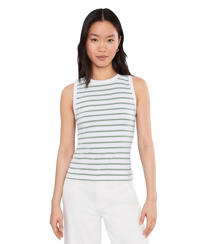 リラピー レディース トップス シャツ ハイネック Lilla P Rib Stripe High Neck Tank Sage Stripe セージ