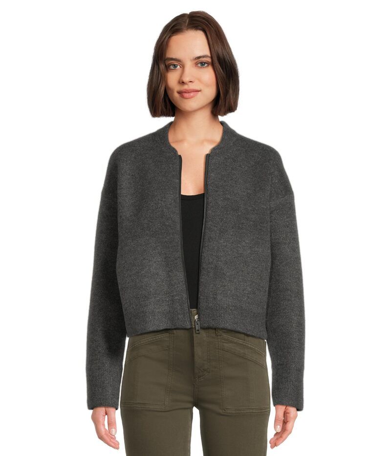 マイケルスターズ レディース アウター ニット・セーター クロップド ジャケット Michael Stars Lidia Cropped Bomber Jacket Charcoal チャコール