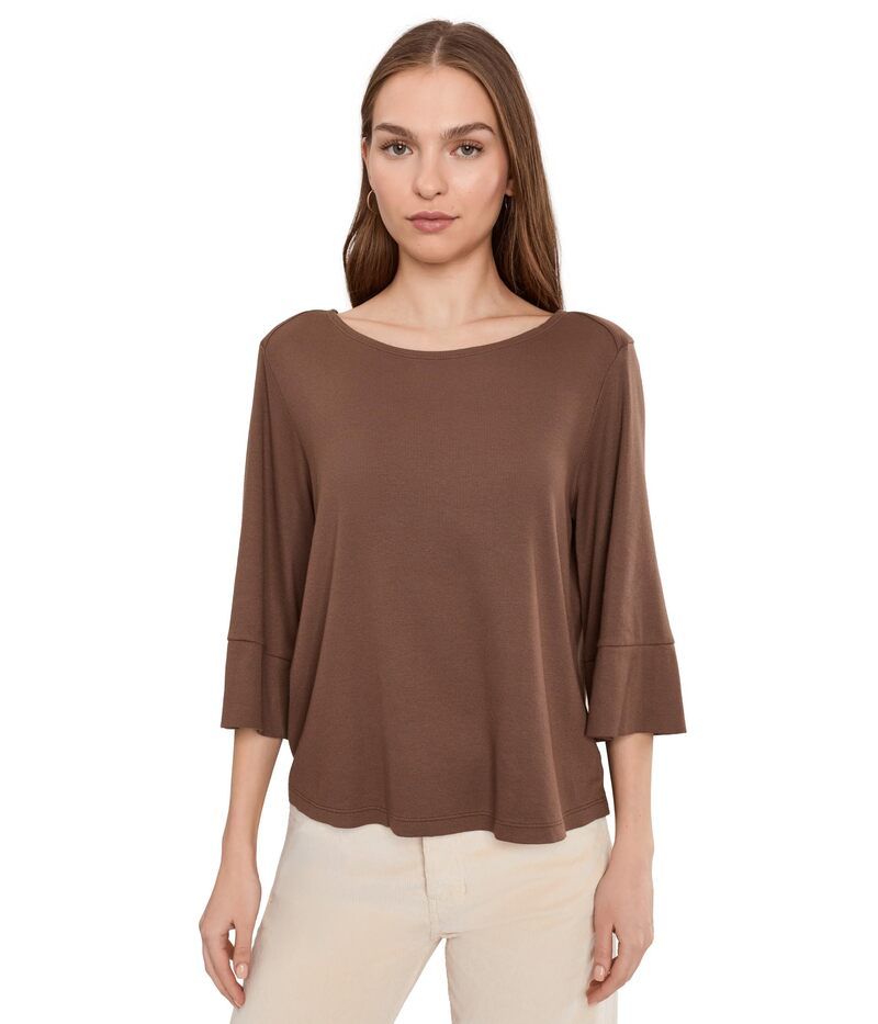 マイケルスターズ レディース トップス シャツ Michael Stars Rosalynn Wide Sleeve Boatneck Top Bark