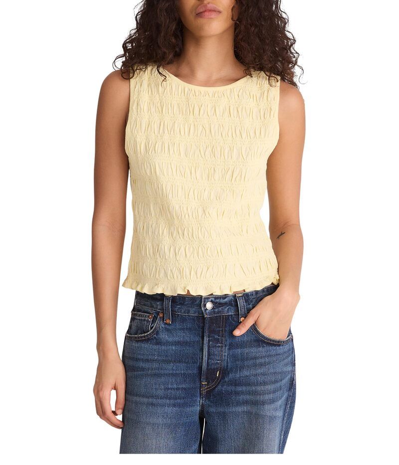 メイドウェル レディース トップス シャツ シャーリング Madewell Smocked Boatneck Tank Sheer Pineapple