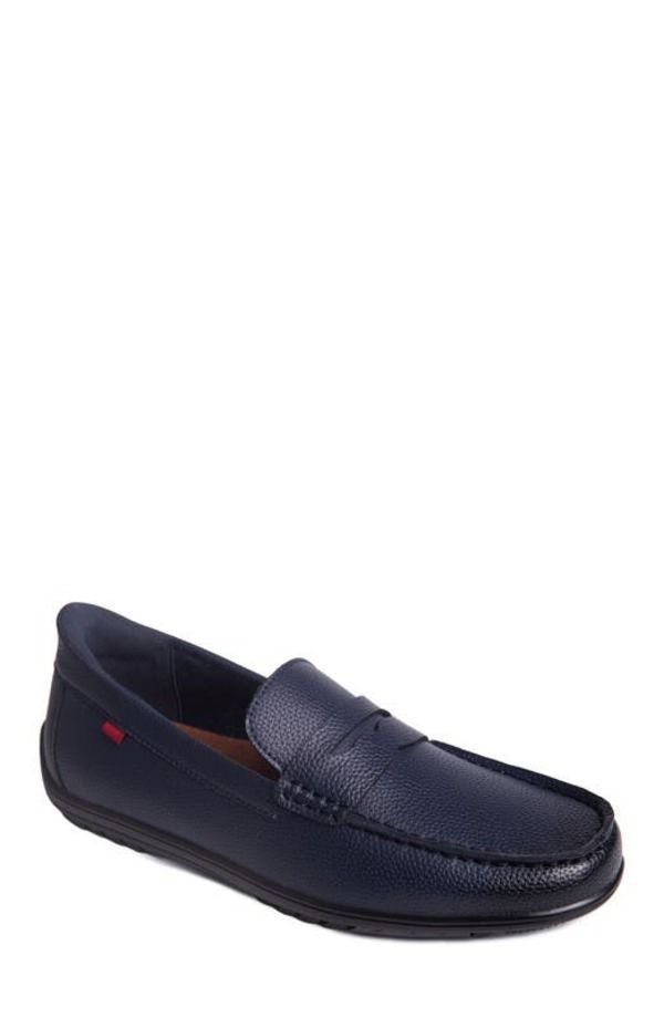 マークジョセフニューヨーク メンズ シューズ レザー ローファー Marc Joseph New York John Street Hands Free Technology Leather Slip on Penny Loafer Navy Grainy L