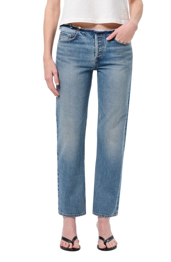 アゴルド レディース ボトムス デニムパンツ ローライズ アンクル ジーンズ AGOLDE Frayed Waist Low Rise Ankle Slim Jeans Rhythmic