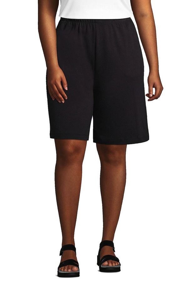 ランズエンド レディース ボトムス ハーフパンツ・ショーツ ショートパンツ ニット Lands End Sport Knit High Rise Shorts Black ブラック