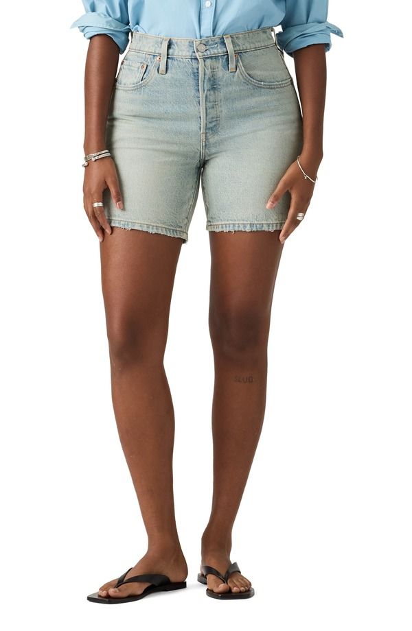 リーバイス レディース ボトムス デニムパンツ ハイウエスト ショートパンツ Levis 501 High Waist Mid Thigh Denim Shorts Donate Next デニム