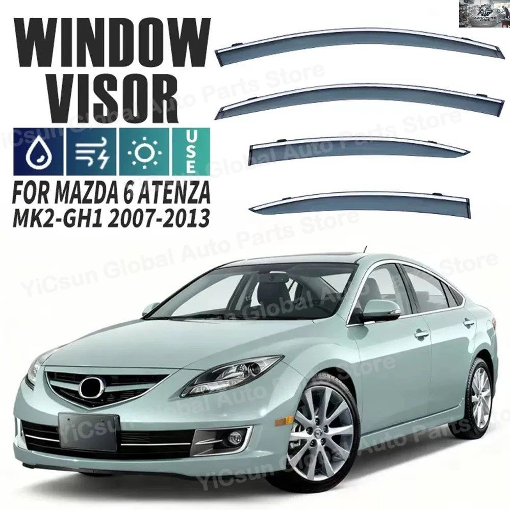 車のウィンドウディフレクター マツダ6 MK2-GH1 2007 - 13 ウィンドウバイザー 車のウィンドウガード 日よけ 風よけ 雨よけシールド カスタ