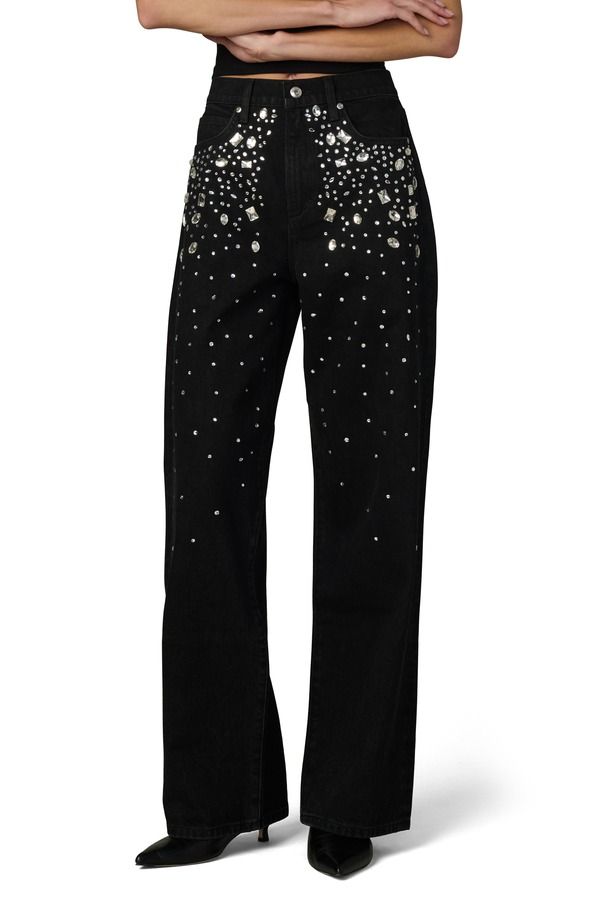 ジョーズ レディース ボトムス デニムパンツ ワイドレッグ ハイウエスト ジーンズ Joes The Harlowe Stonembellished High Waist Wide Leg Jeans Constellation ストーン