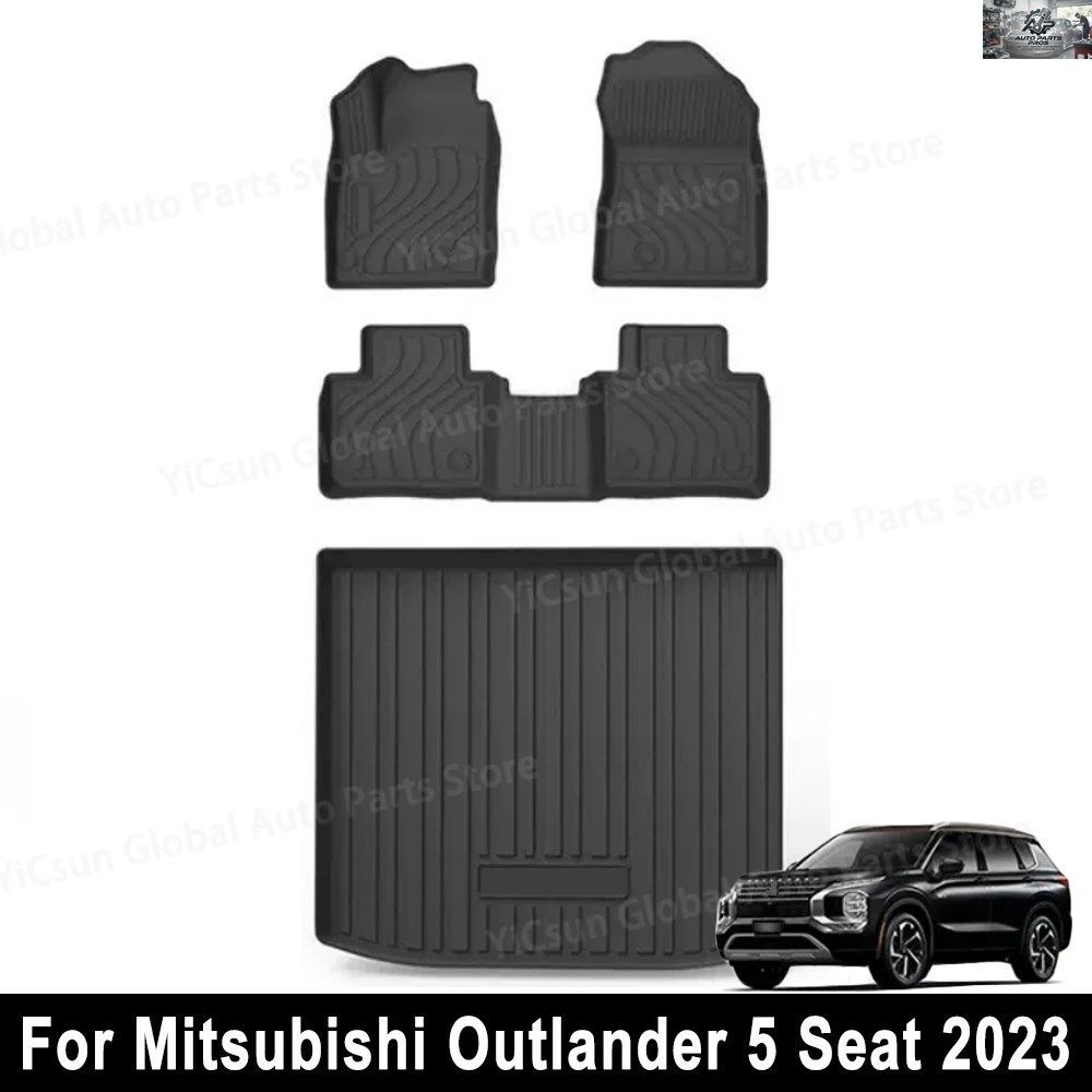 三菱アウトランダー5人乗り2023年式用カーフロアマット防水プロテクターフットカバーTPEトランクマット左ハンドル車用カーペット