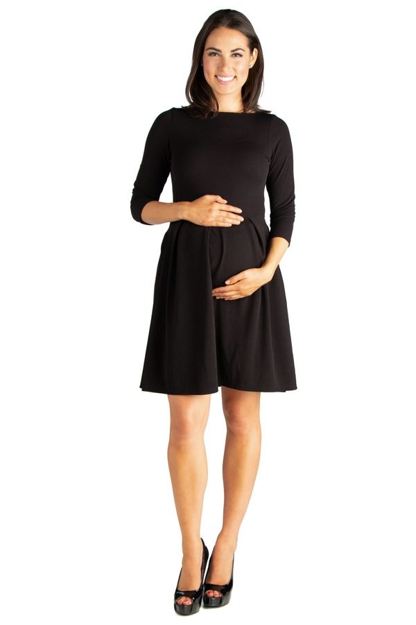 24 セブンコンフォート レディース トップス ワンピース マタニティ 24seven Comfort Apparel Perfect Fit and Flare Maternity Pocket Dress Black ブラック