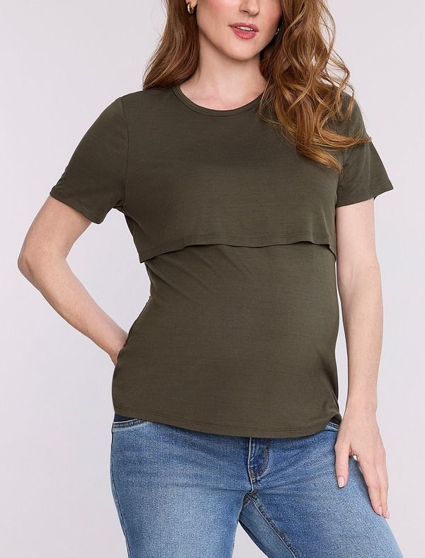 マザーフッドマタニティー レディース トップス シャツ クルーネック MOTHERHOOD MATERNITY Crewneck Short Sleeve Nursing Tee Deep Depths